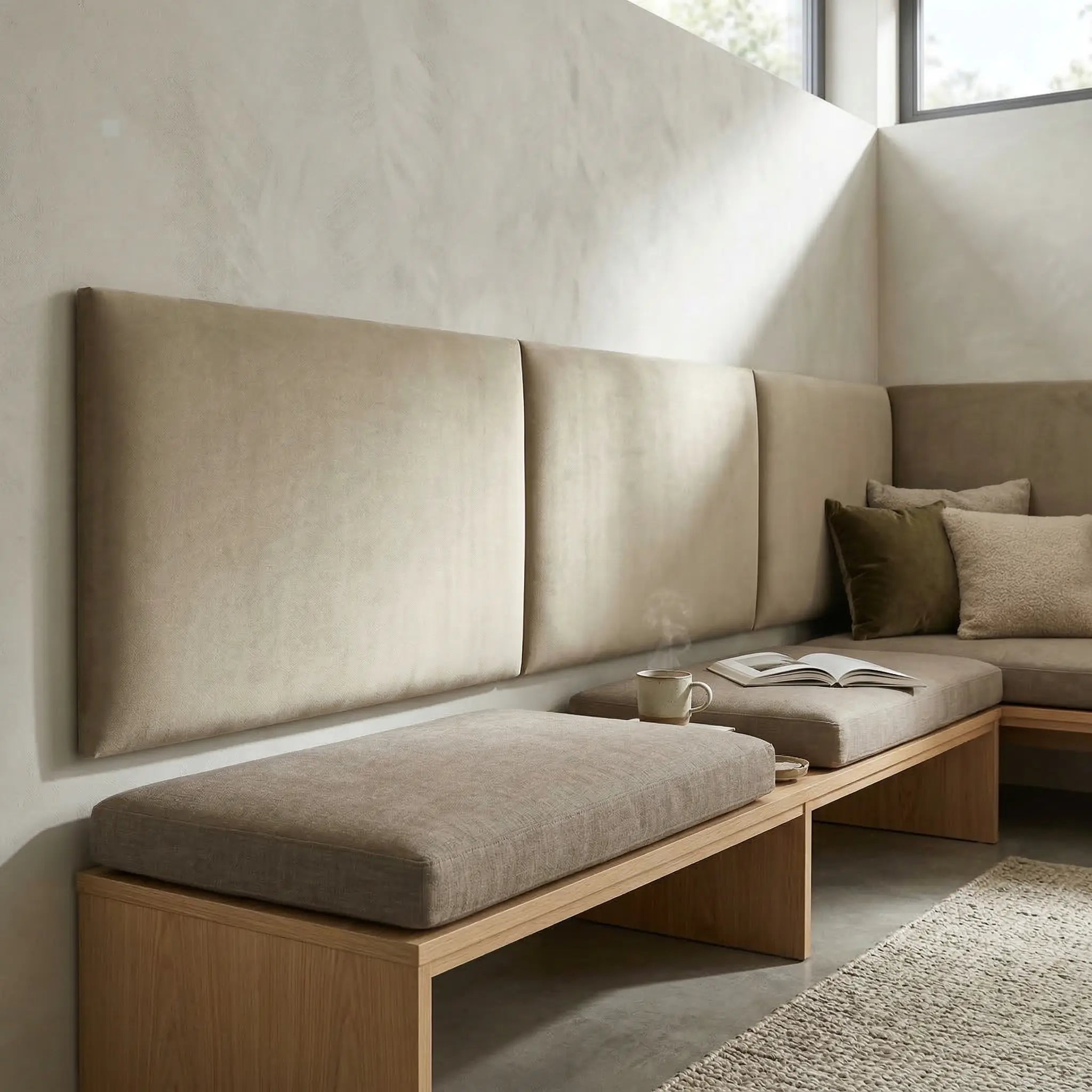 Softwalls Rueckenpolster Rueckenlehne fuer die Wand Sitzecke Sitzbank 4 Riviera Samt 21 Creme