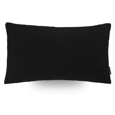 Kissenhülle Teddystoff, Plüschstoff, kuschelig in der Größe 50 x 30 cm un der Farbe Schwarz